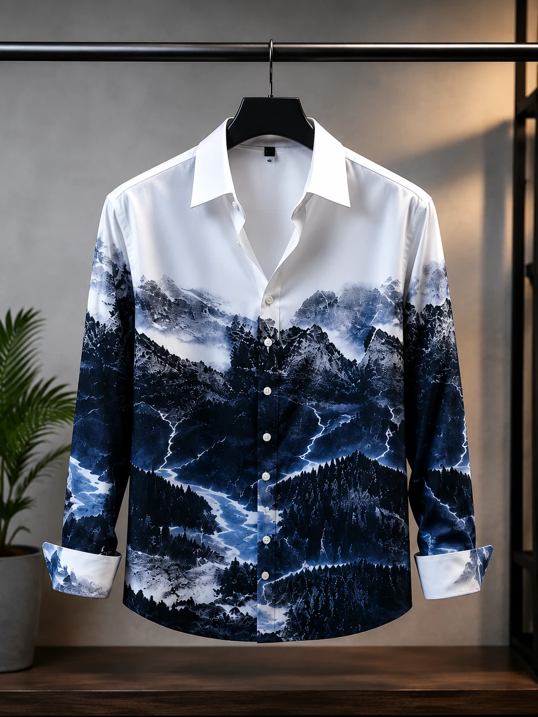 Premium Black & White Printed Casual Shirt
