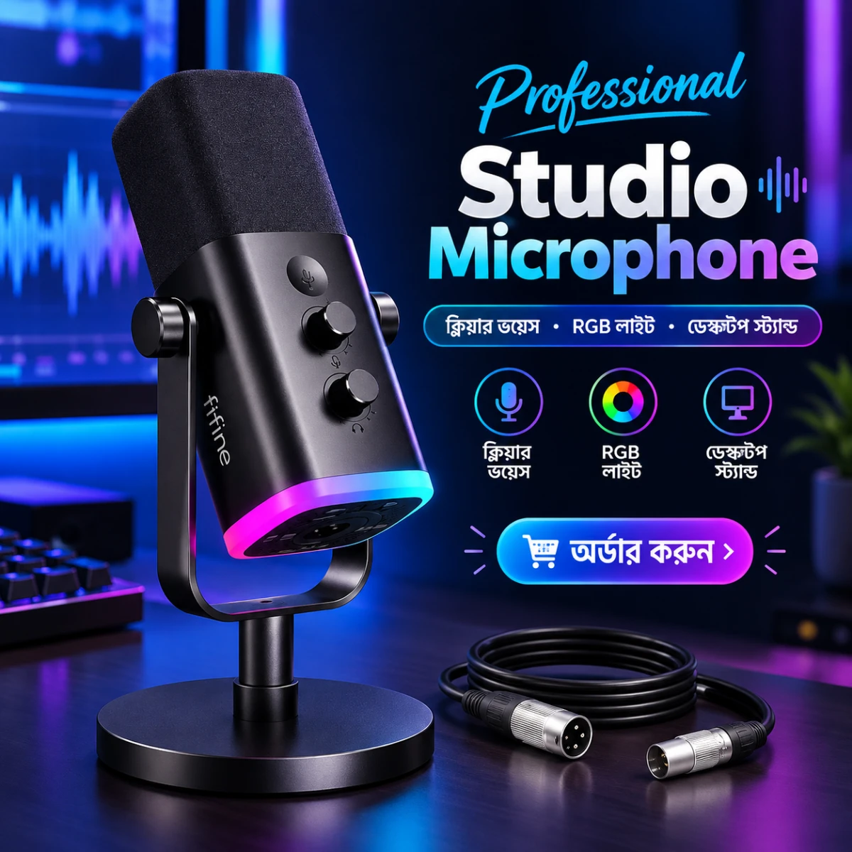 🎙️ Professional Studio RGB Microphone
